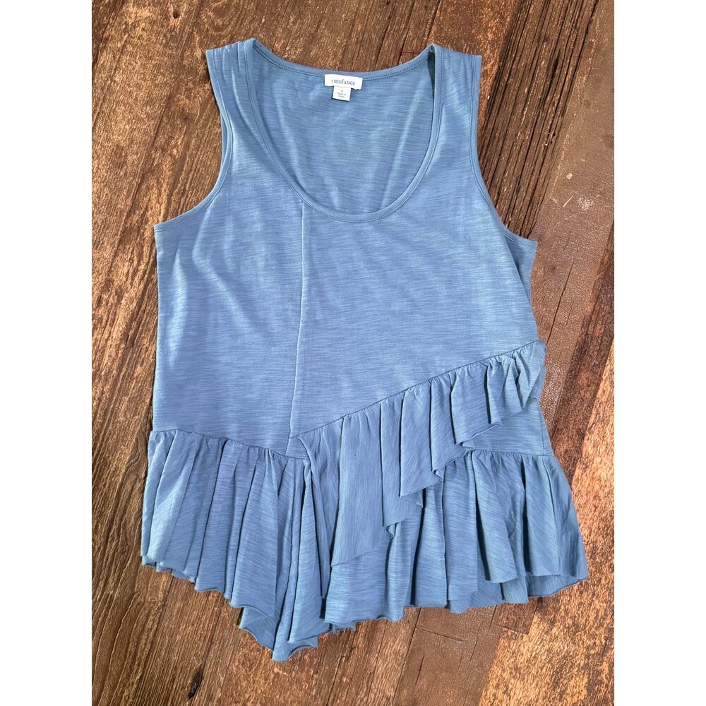 Sundance Dusty Blue Ruffle Tank - Size Small - Picture 4 of 8